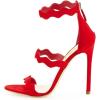 imageFSJ Women Hot Open Toe Strappy Heeled Sandals Suede Dress Shoes for Party Wedding Size 415 USCrimson