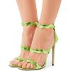 imageFSJ Women Hot Open Toe Strappy Heeled Sandals Suede Dress Shoes for Party Wedding Size 415 USGreen