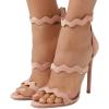 imageFSJ Women Hot Open Toe Strappy Heeled Sandals Suede Dress Shoes for Party Wedding Size 415 USNude