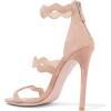 imageFSJ Women Hot Open Toe Strappy Heeled Sandals Suede Dress Shoes for Party Wedding Size 415 USNude