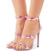 imageFSJ Women Hot Open Toe Strappy Heeled Sandals Suede Dress Shoes for Party Wedding Size 415 USPink