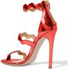 imageFSJ Women Hot Open Toe Strappy Heeled Sandals Suede Dress Shoes for Party Wedding Size 415 USRed