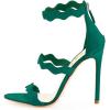 imageFSJ Women Hot Open Toe Strappy Heeled Sandals Suede Dress Shoes for Party Wedding Size 415 USSea Green
