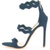 imageFSJ Women Hot Open Toe Strappy Heeled Sandals Suede Dress Shoes for Party Wedding Size 415 USSteel Blue