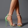 imageFSJ Women Sexy Rhinestone Ankle Straps Heeled Sandals Open Toe Stiletto High Heel Shiny Back Zipper Bridal Party Dress Shoes Size 415 USGreen