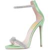imageFSJ Women Sexy Rhinestone Ankle Straps Heeled Sandals Open Toe Stiletto High Heel Shiny Back Zipper Bridal Party Dress Shoes Size 415 USGreen
