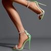 imageFSJ Women Sexy Rhinestone Ankle Straps Heeled Sandals Open Toe Stiletto High Heel Shiny Back Zipper Bridal Party Dress Shoes Size 415 USGreen
