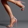 imageFSJ Women Sexy Rhinestone Ankle Straps Heeled Sandals Open Toe Stiletto High Heel Shiny Back Zipper Bridal Party Dress Shoes Size 415 USPink