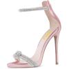 imageFSJ Women Sexy Rhinestone Ankle Straps Heeled Sandals Open Toe Stiletto High Heel Shiny Back Zipper Bridal Party Dress Shoes Size 415 USPink