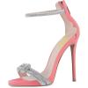 imageFSJ Women Sexy Rhinestone Ankle Straps Heeled Sandals Open Toe Stiletto High Heel Shiny Back Zipper Bridal Party Dress Shoes Size 415 USSalmon