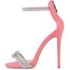 imageFSJ Women Sexy Rhinestone Ankle Straps Heeled Sandals Open Toe Stiletto High Heel Shiny Back Zipper Bridal Party Dress Shoes Size 415 USSalmon