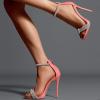 imageFSJ Women Sexy Rhinestone Ankle Straps Heeled Sandals Open Toe Stiletto High Heel Shiny Back Zipper Bridal Party Dress Shoes Size 415 USSalmon