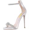imageFSJ Women Sexy Rhinestone Ankle Straps Heeled Sandals Open Toe Stiletto High Heel Shiny Back Zipper Bridal Party Dress Shoes Size 415 USSilver