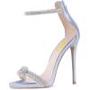 imageFSJ Women Sexy Rhinestone Ankle Straps Heeled Sandals Open Toe Stiletto High Heel Shiny Back Zipper Bridal Party Dress Shoes Size 415 USViolet