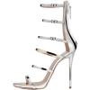 imageFSJ Women Sexy Strappy Gladiator Wedding Sandals High Heel Stiletto Shoes for Summer Prom Party Size 415 USSilver