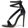 imageFSJ Women Sexy Strappy Sandals for Women Open Toe Metallic High Heels Pumps Wedding Party Shoes 415 USBlack