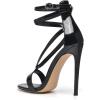 imageFSJ Women Sexy Strappy Sandals for Women Open Toe Metallic High Heels Pumps Wedding Party Shoes 415 USBlack