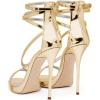 imageFSJ Women Sexy Strappy Sandals for Women Open Toe Metallic High Heels Pumps Wedding Party Shoes 415 USGold