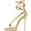 imageFSJ Women Sexy Strappy Sandals for Women Open Toe Metallic High Heels Pumps Wedding Party Shoes 415 USGolden