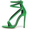 imageFSJ Women Sexy Strappy Sandals for Women Open Toe Metallic High Heels Pumps Wedding Party Shoes 415 USGreen
