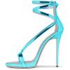 imageFSJ Women Sexy Strappy Sandals for Women Open Toe Metallic High Heels Pumps Wedding Party Shoes 415 USLightblue