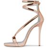 imageFSJ Women Sexy Strappy Sandals for Women Open Toe Metallic High Heels Pumps Wedding Party Shoes 415 USLightorange