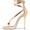 imageFSJ Women Sexy Strappy Sandals for Women Open Toe Metallic High Heels Pumps Wedding Party Shoes 415 USMoccasin