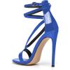 imageFSJ Women Sexy Strappy Sandals for Women Open Toe Metallic High Heels Pumps Wedding Party Shoes 415 USNavy