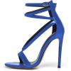 imageFSJ Women Sexy Strappy Sandals for Women Open Toe Metallic High Heels Pumps Wedding Party Shoes 415 USNavy