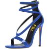 imageFSJ Women Sexy Strappy Sandals for Women Open Toe Metallic High Heels Pumps Wedding Party Shoes 415 USNavy