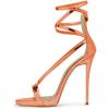 imageFSJ Women Sexy Strappy Sandals for Women Open Toe Metallic High Heels Pumps Wedding Party Shoes 415 USOrange