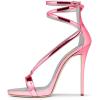 imageFSJ Women Sexy Strappy Sandals for Women Open Toe Metallic High Heels Pumps Wedding Party Shoes 415 USPink