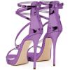 imageFSJ Women Sexy Strappy Sandals for Women Open Toe Metallic High Heels Pumps Wedding Party Shoes 415 USPurple