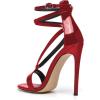 imageFSJ Women Sexy Strappy Sandals for Women Open Toe Metallic High Heels Pumps Wedding Party Shoes 415 USRed