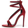 imageFSJ Women Sexy Strappy Sandals for Women Open Toe Metallic High Heels Pumps Wedding Party Shoes 415 USRed