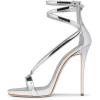 imageFSJ Women Sexy Strappy Sandals for Women Open Toe Metallic High Heels Pumps Wedding Party Shoes 415 USSilver
