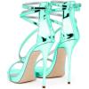 imageFSJ Women Sexy Strappy Sandals for Women Open Toe Metallic High Heels Pumps Wedding Party Shoes 415 USTurquoise