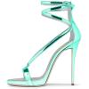 imageFSJ Women Sexy Strappy Sandals for Women Open Toe Metallic High Heels Pumps Wedding Party Shoes 415 USTurquoise