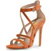 imageFSJ Women Chic Open Toe Stiletto High Heels Sandals Cutout Side Buckle Suede Party Dress Summer Shoes Size 415 USOrangesimple