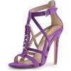 imageFSJ Women Chic Open Toe Stiletto High Heels Sandals Cutout Side Buckle Suede Party Dress Summer Shoes Size 415 USPurple