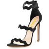 imageFSJ Women Hot Open Toe Strappy Heeled Sandals Suede Dress Shoes for Party Wedding Size 415 USBlack