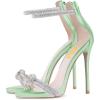 imageFSJ Women Sexy Rhinestone Ankle Straps Heeled Sandals Open Toe Stiletto High Heel Shiny Back Zipper Bridal Party Dress Shoes Size 415 USGreen