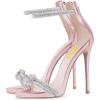 imageFSJ Women Sexy Rhinestone Ankle Straps Heeled Sandals Open Toe Stiletto High Heel Shiny Back Zipper Bridal Party Dress Shoes Size 415 USPink