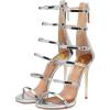 imageFSJ Women Sexy Strappy Gladiator Wedding Sandals High Heel Stiletto Shoes for Summer Prom Party Size 415 USSilver