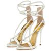 imageFSJ Women Sexy Strappy Sandals for Women Open Toe Metallic High Heels Pumps Wedding Party Shoes 415 USIvory