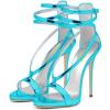 imageFSJ Women Sexy Strappy Sandals for Women Open Toe Metallic High Heels Pumps Wedding Party Shoes 415 USLightblue