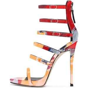 imageFSJ Women Sexy Strappy Gladiator Wedding Sandals High Heel Stiletto Shoes for Summer Prom Party Size 415 USPainting