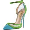 imageFSJ Women Sexy Clear Pointed Toe Stiletto High Heel Sandals Ankle Strap Side Buckle Party Dress Bridal Shoes Size 415 USGreen