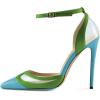 imageFSJ Women Sexy Clear Pointed Toe Stiletto High Heel Sandals Ankle Strap Side Buckle Party Dress Bridal Shoes Size 415 USGreen