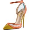 imageFSJ Women Sexy Clear Pointed Toe Stiletto High Heel Sandals Ankle Strap Side Buckle Party Dress Bridal Shoes Size 415 USOrange